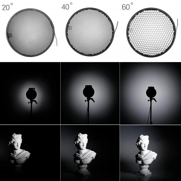 Стандартный рефлектор c решётками 20 40 60 градусов. Крепление Bowens — фото 2